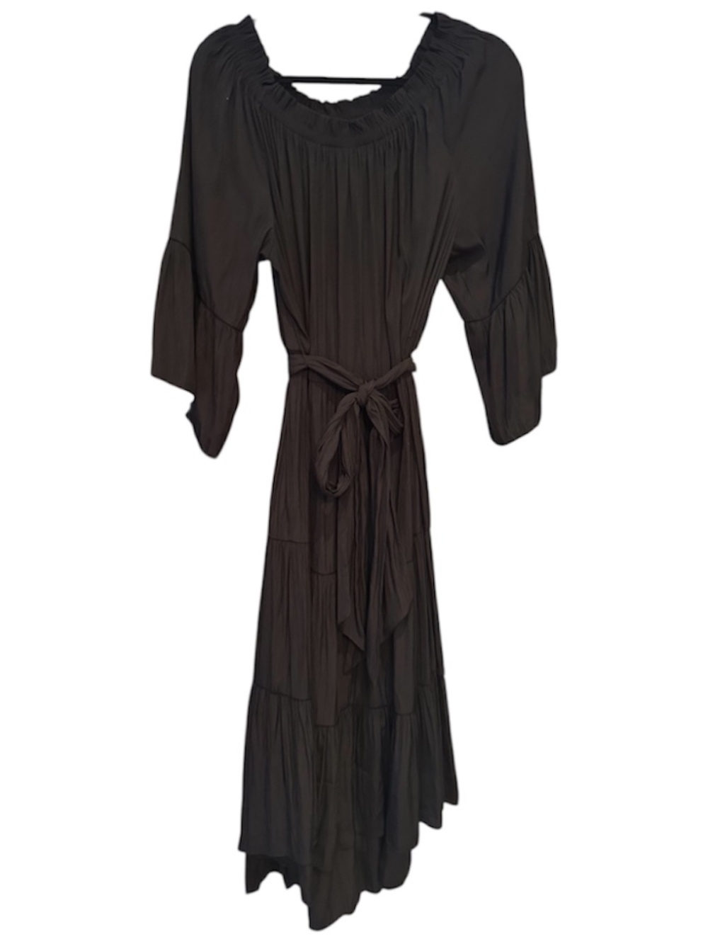 NWT Lola & Sophie Super Chic Black Tiered Maxi Dress, Size Large